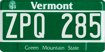 VT license plate ZPQ285