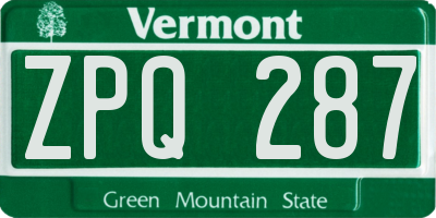 VT license plate ZPQ287