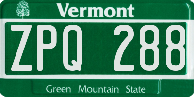VT license plate ZPQ288