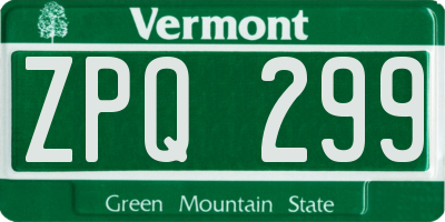 VT license plate ZPQ299