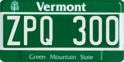 VT license plate ZPQ300