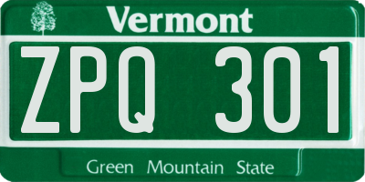 VT license plate ZPQ301