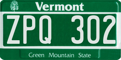 VT license plate ZPQ302