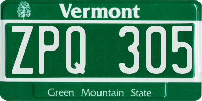 VT license plate ZPQ305