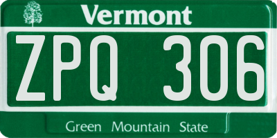 VT license plate ZPQ306