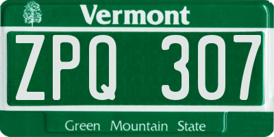 VT license plate ZPQ307