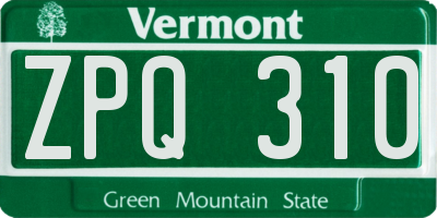 VT license plate ZPQ310