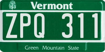 VT license plate ZPQ311