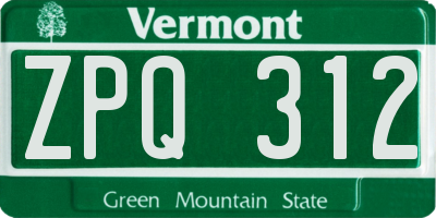 VT license plate ZPQ312