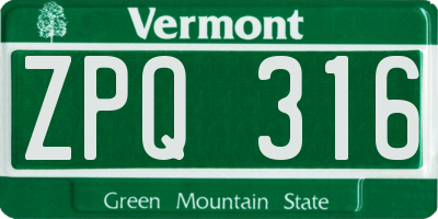 VT license plate ZPQ316