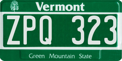 VT license plate ZPQ323