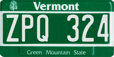 VT license plate ZPQ324