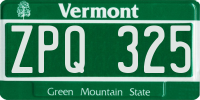 VT license plate ZPQ325