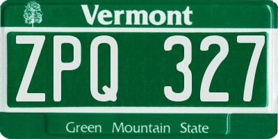 VT license plate ZPQ327