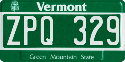 VT license plate ZPQ329
