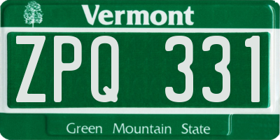 VT license plate ZPQ331