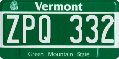 VT license plate ZPQ332