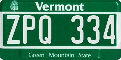 VT license plate ZPQ334