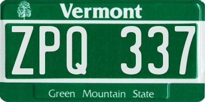 VT license plate ZPQ337