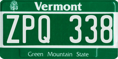 VT license plate ZPQ338
