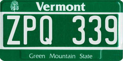 VT license plate ZPQ339