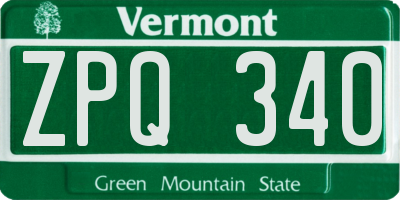 VT license plate ZPQ340