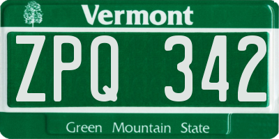 VT license plate ZPQ342