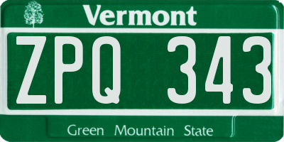 VT license plate ZPQ343