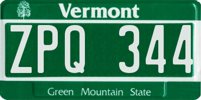 VT license plate ZPQ344