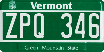 VT license plate ZPQ346