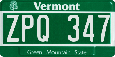 VT license plate ZPQ347