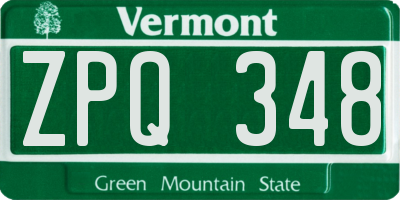 VT license plate ZPQ348