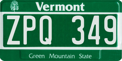 VT license plate ZPQ349