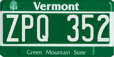 VT license plate ZPQ352