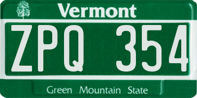 VT license plate ZPQ354