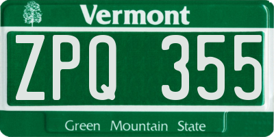 VT license plate ZPQ355