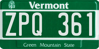 VT license plate ZPQ361