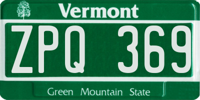 VT license plate ZPQ369