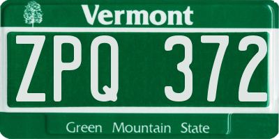 VT license plate ZPQ372