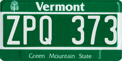 VT license plate ZPQ373
