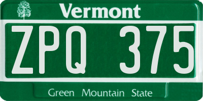 VT license plate ZPQ375