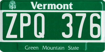 VT license plate ZPQ376