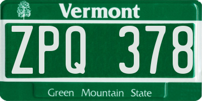 VT license plate ZPQ378