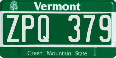 VT license plate ZPQ379