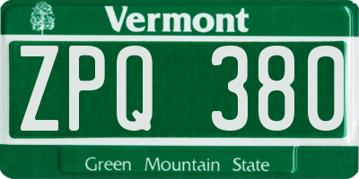 VT license plate ZPQ380