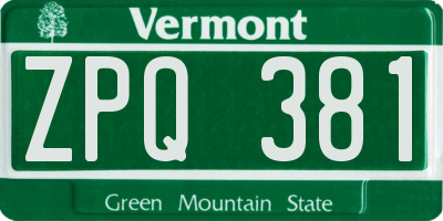 VT license plate ZPQ381
