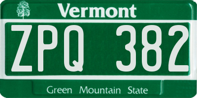 VT license plate ZPQ382