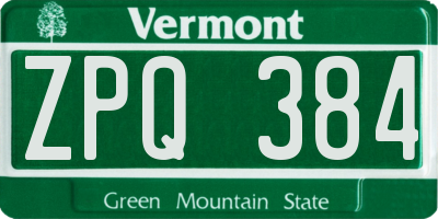 VT license plate ZPQ384
