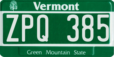 VT license plate ZPQ385