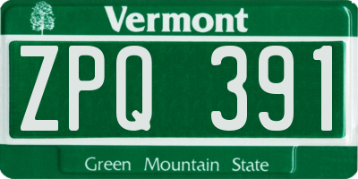 VT license plate ZPQ391